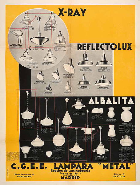 Original Advertising Poster for C. G. E. E. Metal lamp - X-Ray, Reflectolux and Albalita, ca. 1935. AHBE, Secretariat, C. 3256