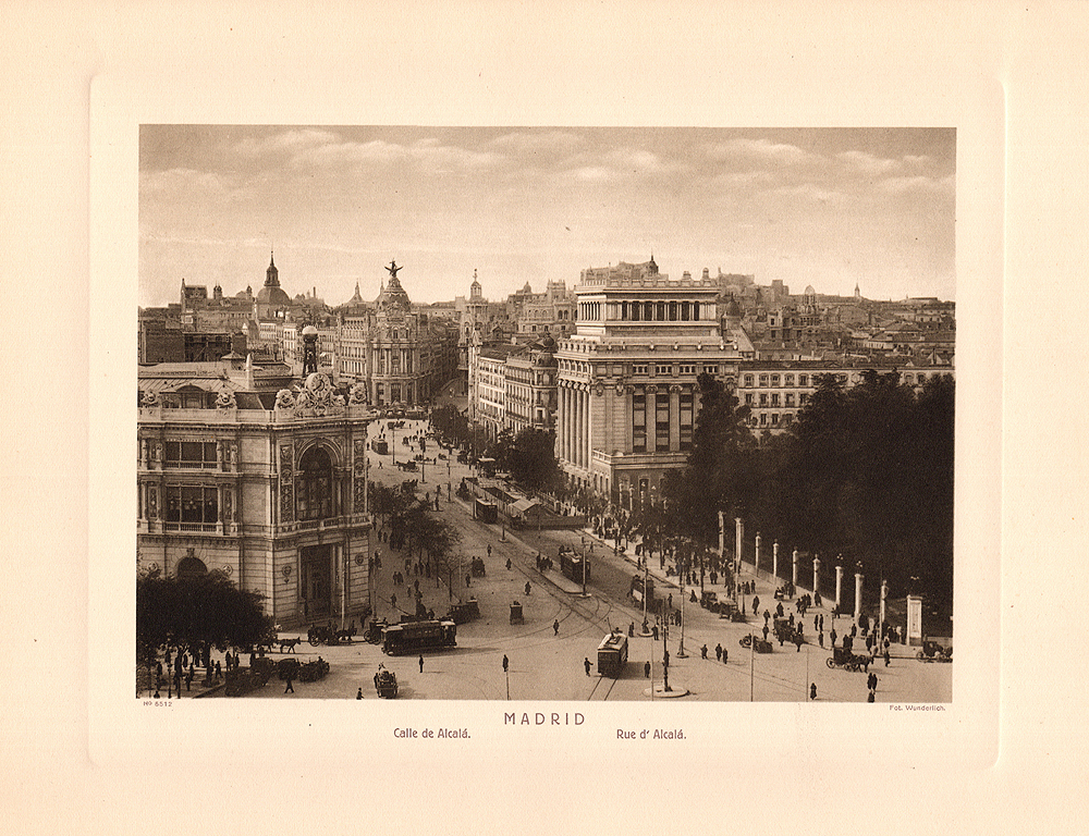 Madrid. Plaza de Cibeles con el Banco de España. 1917. Fototipia de Hauser y Menet. Fotografía: Otto Wunderlich.