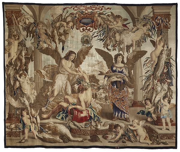 Gerard Peemans. Según diseño de David Teniers III. Serie Los meses. c. 1679. 6 tapices. 418 x 476 cm c.u. Colección Banco de España.