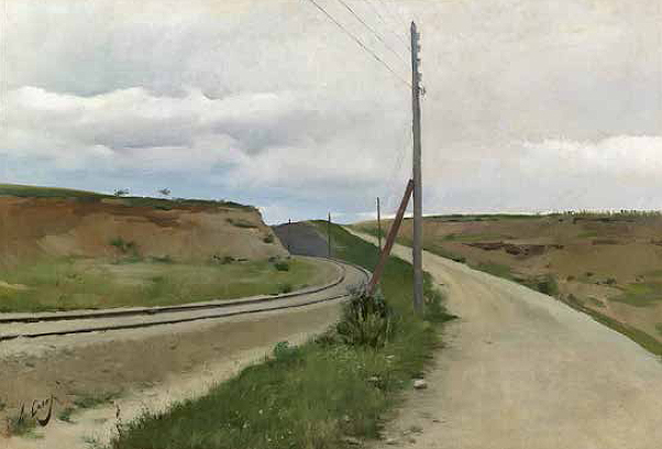 Ramón Casas i Carbó  (Barcelona, 1866-1932): "Paisaje (Camí antic de Vilanova)", 1890. Óleo sobre lienzo 109 x 147 cm. Colección Banco de España