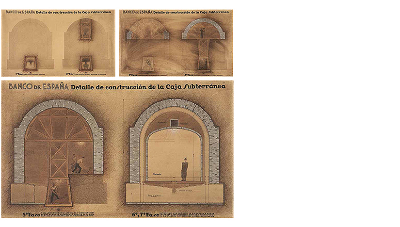José Yárnoz Larrosa. Construcción de la Caja Subterránea del Banco de España (detalles).