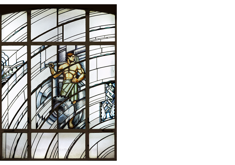 Maumejean Hermanos, Madrid. Alegoría de la Agricultura, 1934-1935. Vidrios esmaltados e impresos y metal. Colección Banco de España