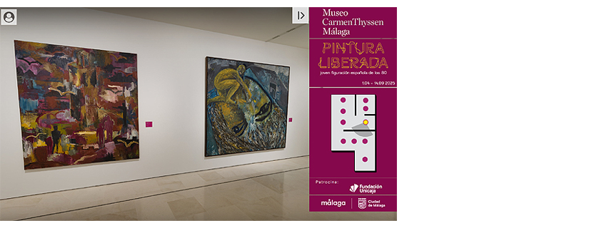 Visita virtual a la exposición Pintura liberada. Joven figuración española de los 80, donde se puede ver la obra Torre, figuras y pájaros (Juan Fernández Lacomba, 1985)