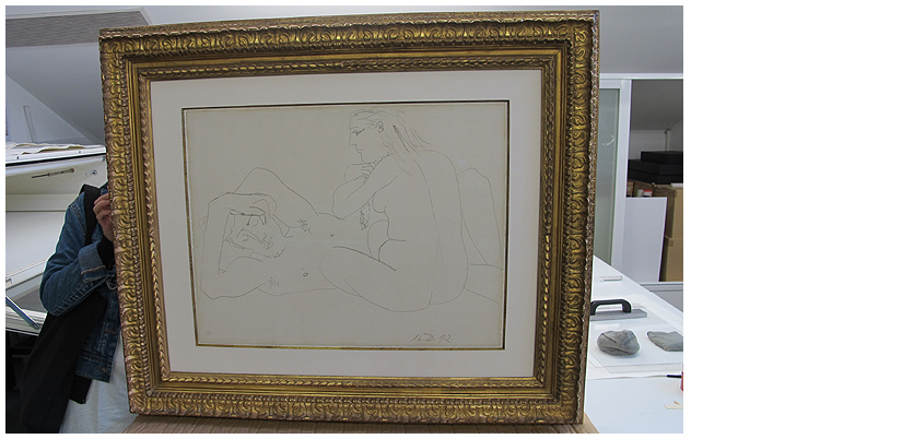 El dibujo 'Homme couché et femme assise' (Pablo Picasso, 1942) tras el proceso de restauración