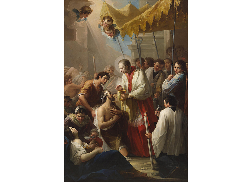 Mariano Salvador Maella: 'San Carlos Borromeo suministrando el viático a los moribundos en la peste de Milán' (1786)