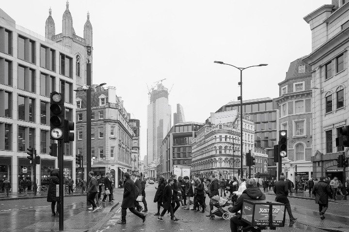 A view of Queen Victoria St with Cannon St.