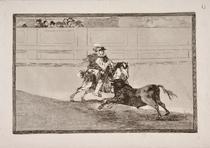 Un caballero español en plaza quebrando rejoncillos sin auxilio de los chulos [A Spanish Mounted Knight in the Ring Breaking Short Spears without the Help of Assistants]