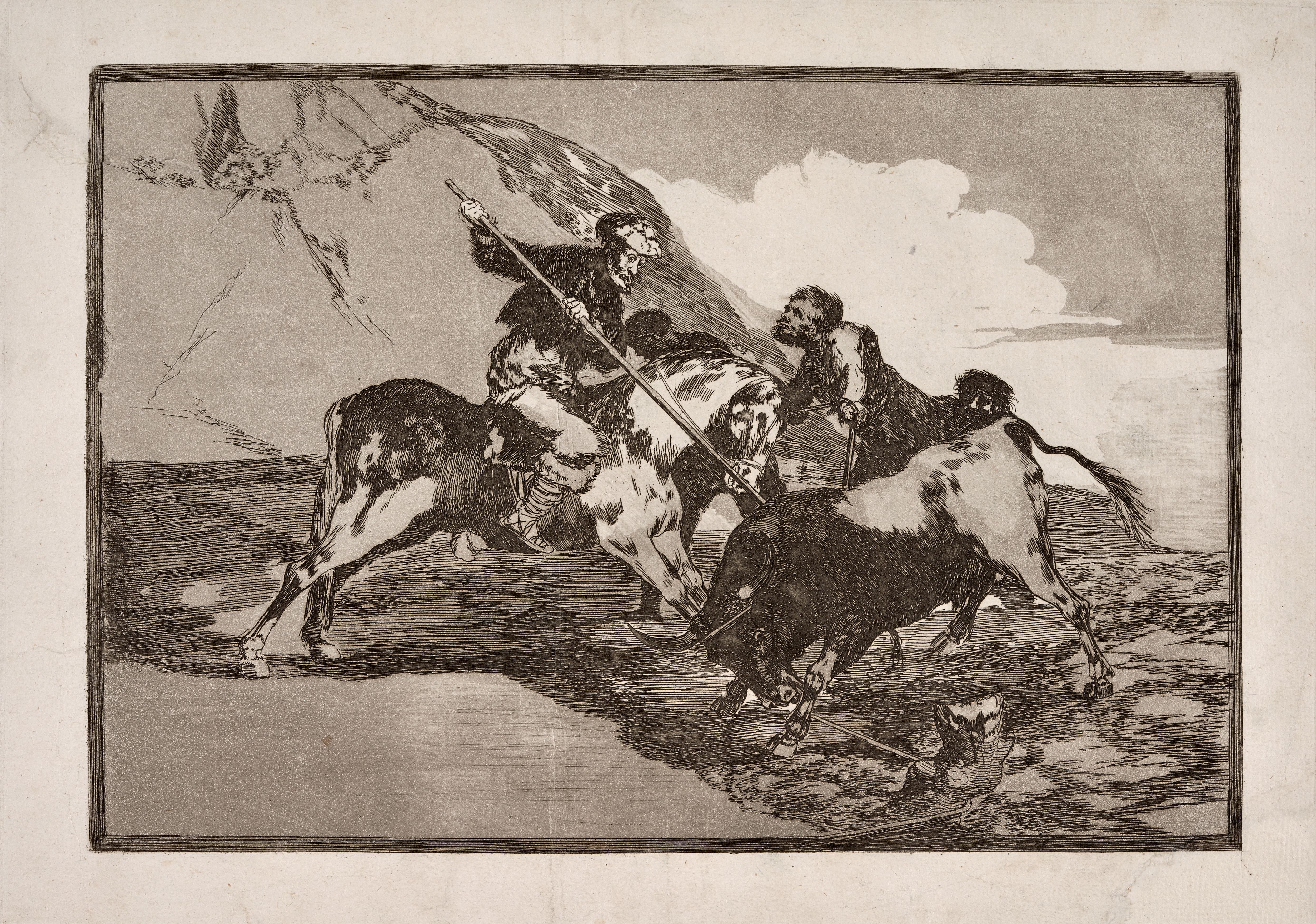 Modo con que los antiguos españoles cazaban los toros á caballo en el campo [The Way in which the Ancient Spaniards Hunted Bulls on Horseback in the Open Country]