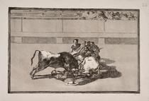 Caida de un picador de su caballo debajo del toro [A Picador is Unhorsed and Falls under the Bull]