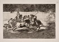 El esforzado Rendon picando un toro, de cuya suerte murió en la plaza de Madrid [The Forceful Rendon Stabs a Bull with the Pique, from Which Pass He Died in the Ring at Madrid]