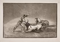 Un caballero español mata un toro despues de haber perdido el caballo [A Spanish Knight Kills the Bull after Having Lost His Horse]