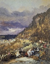 Moros en un paisaje montañoso