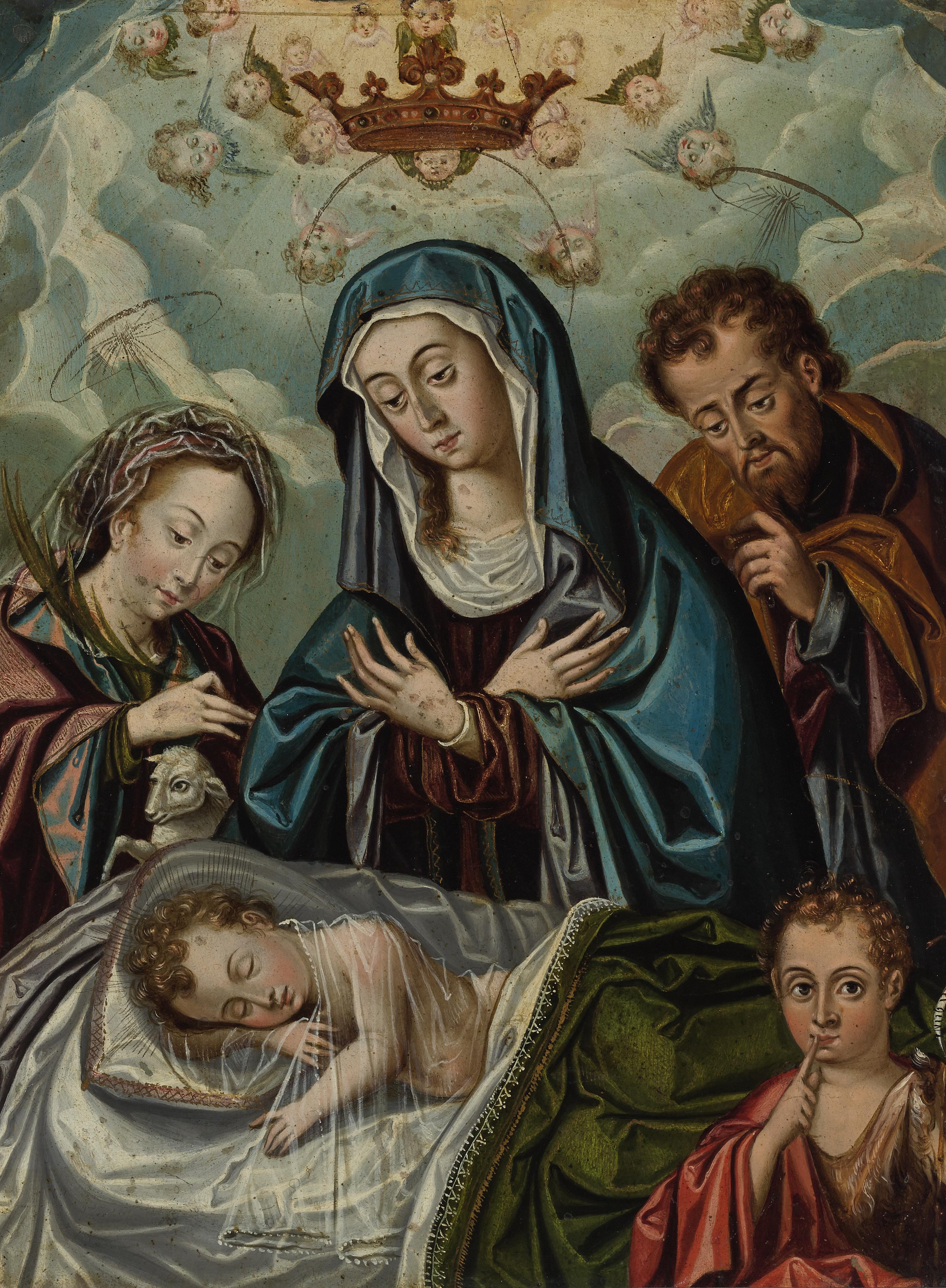 Sagrada Familia con santa Inés y san Juan niño