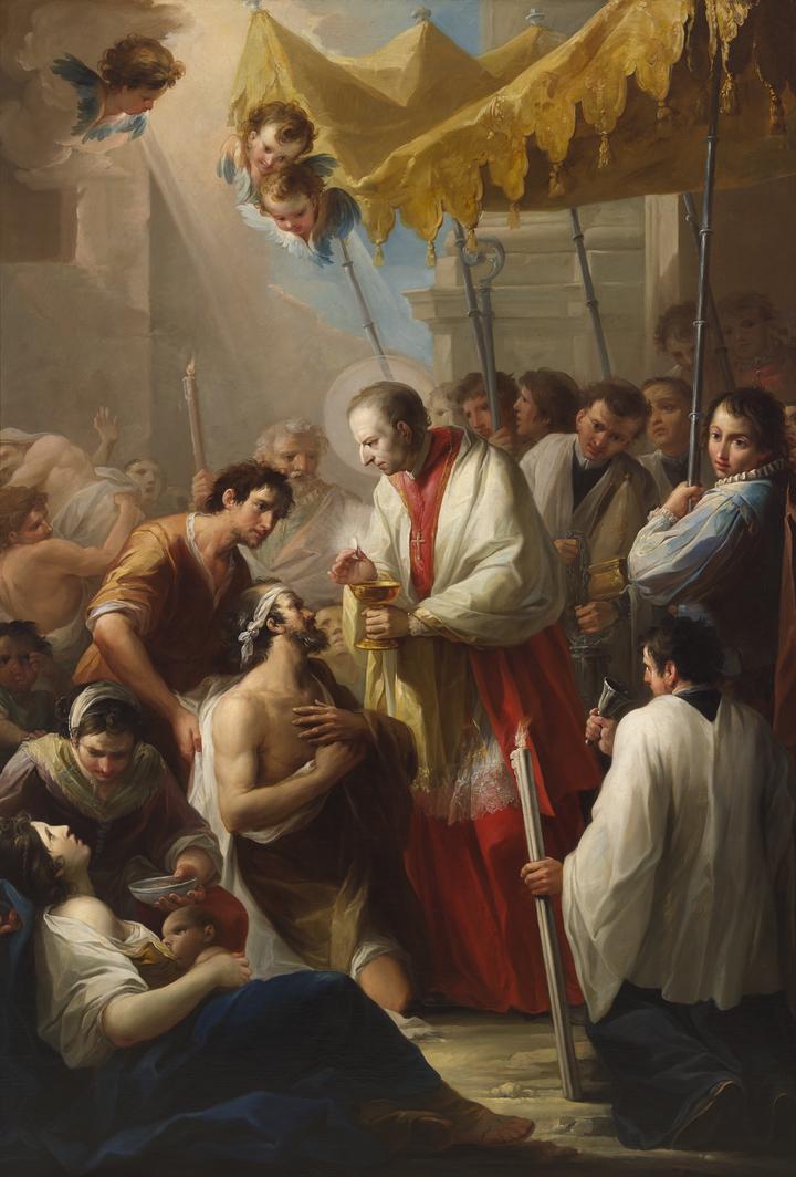 San Carlos Borromeo suministrando el viático a los moribundos en la peste de Milán