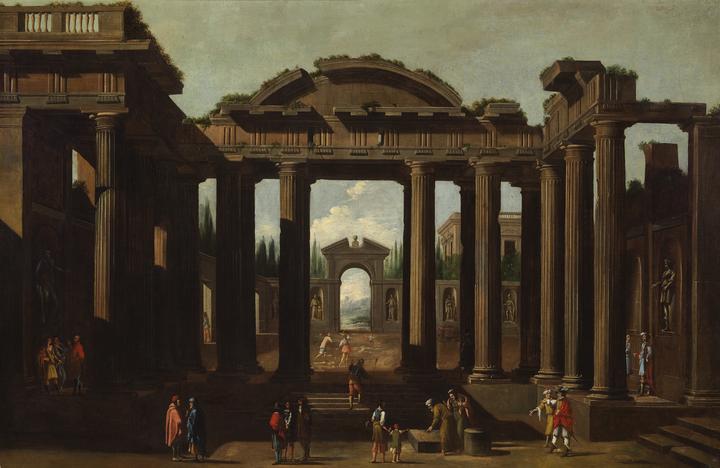 Perspectiva con pórtico y jardín -  Vicente Giner (c. 1660)