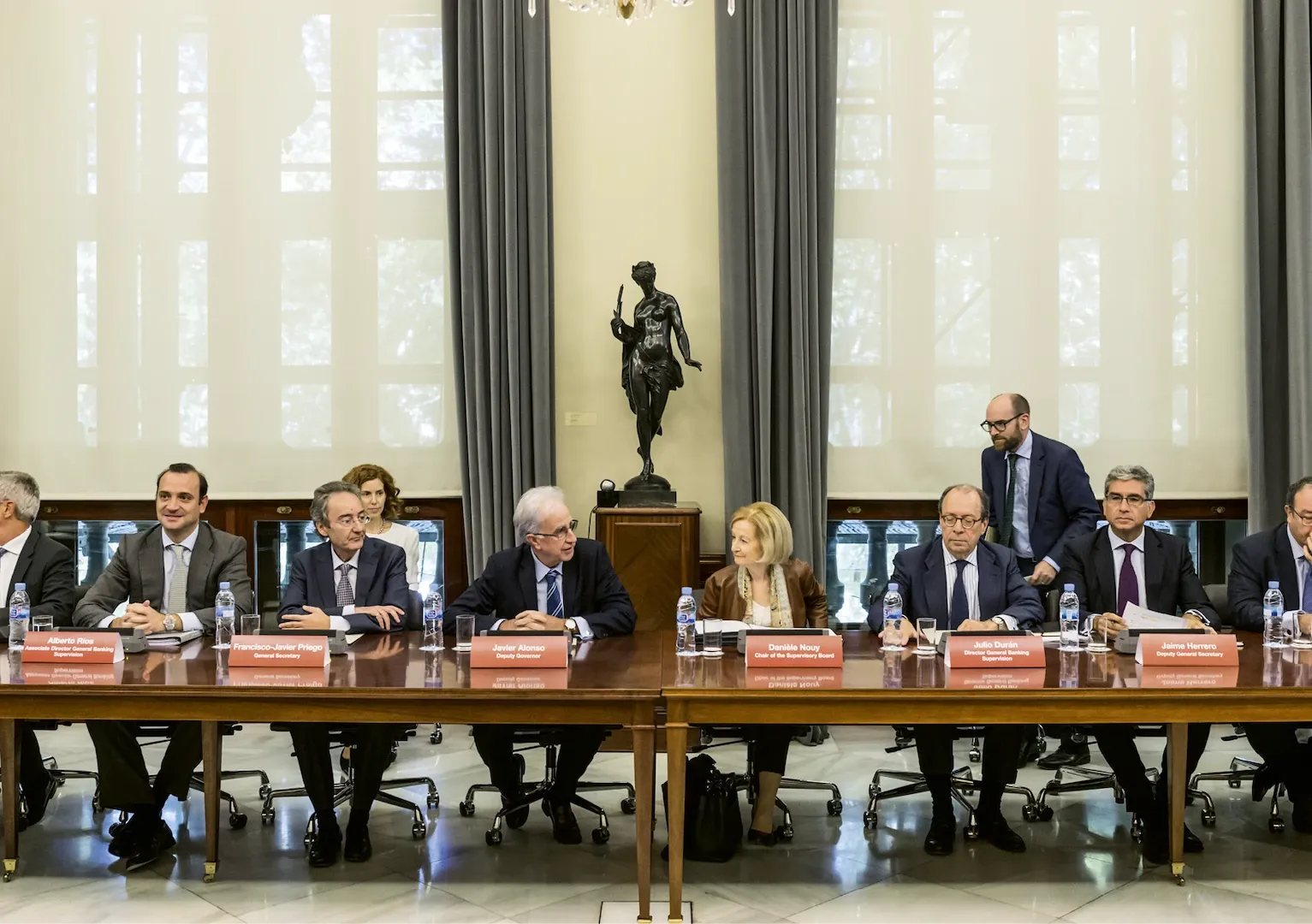 Reunión de la Dirección General de Supervisión del Banco de España con Danièle Nouy, presidenta del Consejo de Supervisión del Banco Central Europeo. 2017. Fotógrafo: Daniel Santamaría. Imagen digital.